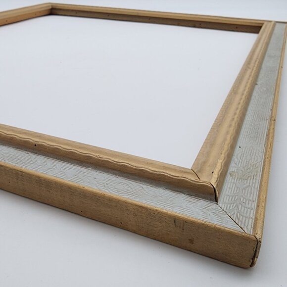 1950s Wood Picture Frame Embossed Design Yellow Blue 18.5"20.5" VTG - Picture 9 of 11